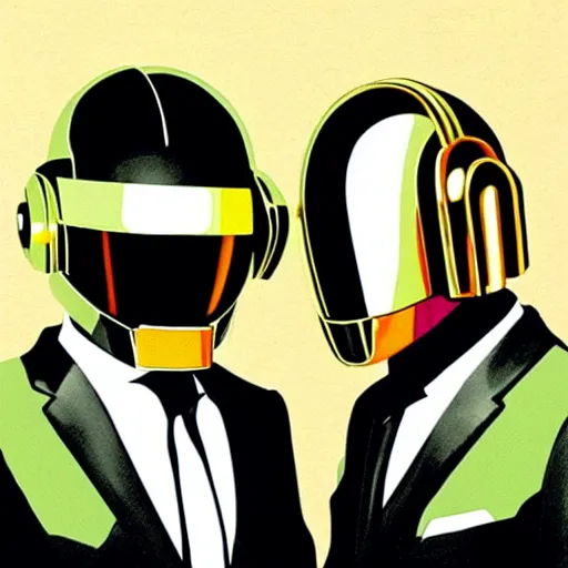 Image similar to Daft Punk as painted by Michaelangelo