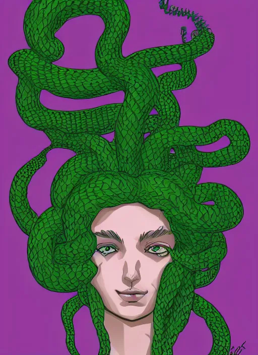 Image similar to medusa but her hair is made of geese, digital art, trending on artstation