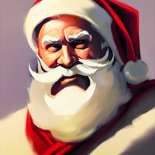 Image similar to greg manchess portrait painting of partially armored santa claus as overwatch character, medium shot, asymmetrical, profile picture, organic painting, sunny day, matte painting, bold shapes, hard edges, street art, trending on artstation, by huang guangjian and gil elvgren and sachin teng