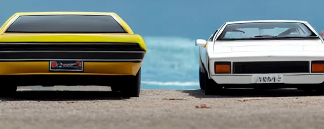 Image similar to a single 1 9 7 6 lotus esprit and 1 9 6 9 dodge charger hybrid, dslr