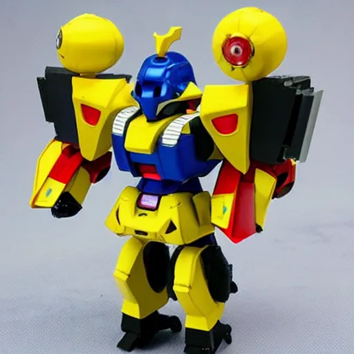 Prompt: a gashapon chibi super - deformed gundam mecha robot, design by hajime katoki, bandai, banpresto