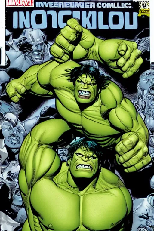 Image similar to incredible hulk comic book front cover,