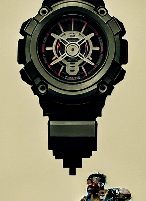 Image similar to portrait a gshock muscular watch highly detailed, digital painting, concept art, smooth, sharp focus, illustration, art by greg rutkowski