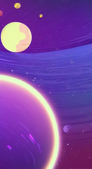 Image similar to layered purple planet space theme, background artwork, digital art, award winning, pixel art