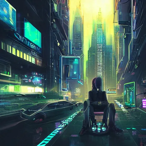 Image similar to sleep deprived, cyberpunk