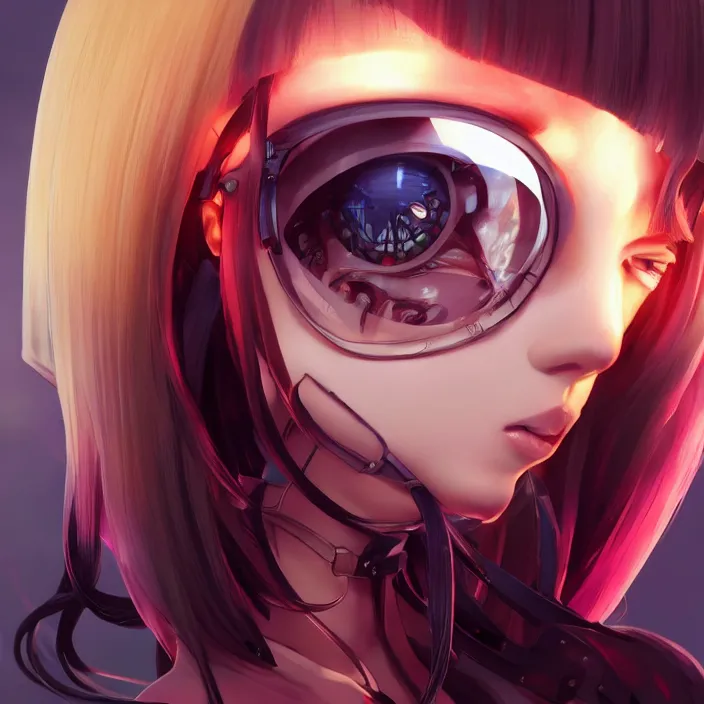 Image similar to symmetrical gorgeous anime girl cyborg - by tom bagshaw, by ilya kuvshinov, rtx rendering, octane render 1 2 8 k, maya, extreme high intricate details by wlop, digital anime art by ross tran, medium shot, close up shot, composition by sana takeda, dramatic lighting by greg rutkowski, 8 k, trending on artstation