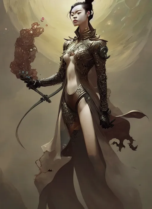 Image similar to Han Hyo Joo as a super villain, luxurious, fantasy, intricate, elegant, highly detailed, digital painting, artstation, concept art, matte, sharp focus, illustration, art by WLOP and Peter Mohrbacher and James Jean, masterpiece, Refined, upscaled