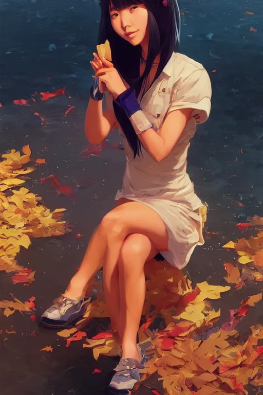 Image similar to asian girl eating a ritz cracker by artgerm, tooth wu, dan mumford, beeple, wlop, rossdraws, james jean, marc simonetti, artstation giuseppe dangelico pino and michael garmash and rob rey and greg manchess and huang guangjian and makoto shinkai