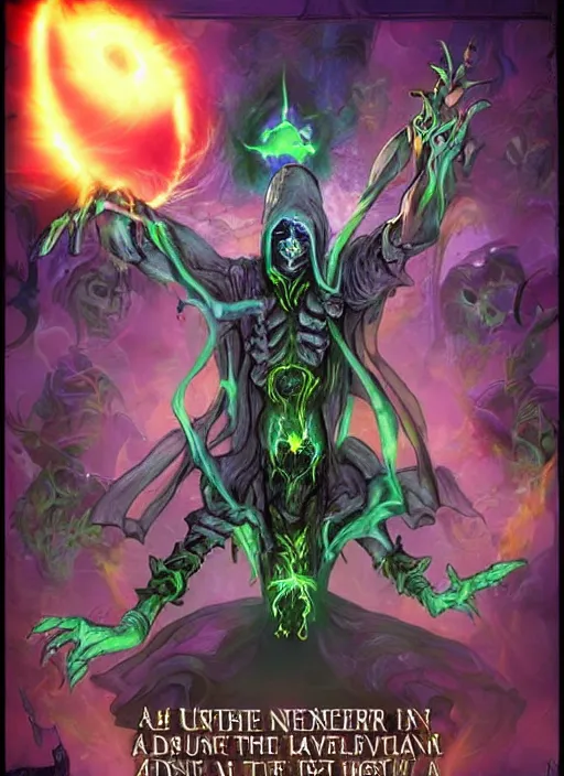 Prompt: a necromancer opening a portal to another universe