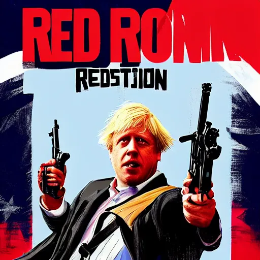 Prompt: Boris Johnson in the style of the Red Dead Redemption 2 cover art