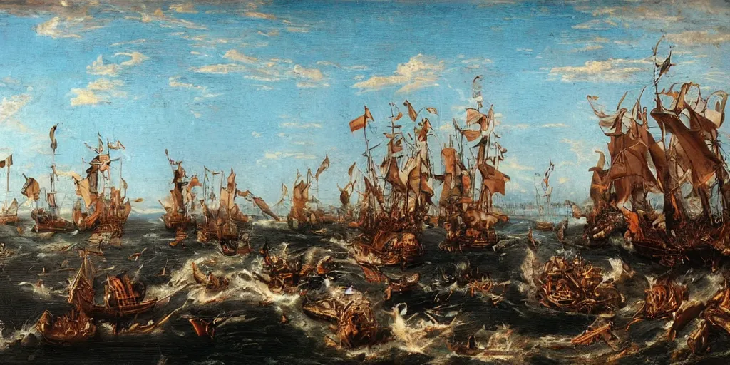 Prompt: portrait, OCEAN, NAVAL BATTLES, war, knight, Mills, huts, rivers, horses, cows, gooses, plows, crows, feathers, horns, carriage, famine, death, war, wide angle, puffy clouds, skies behind, stars in sky, italian masterpiece, Ashford Black Marble, sculpture, baroque, draped with orange carrot and vines and spines, marble and gold, drapes, white details, still life vegetables, Obsidian, portrait, worms, render, artstation, ultra detailed