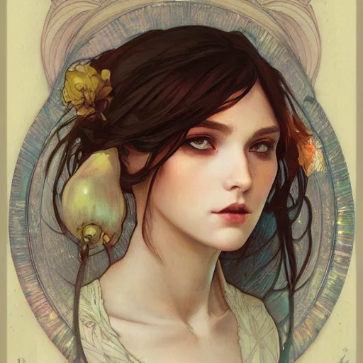 Image similar to a portrait in the style of anna dittmann and greg rutkowski and alphonse mucha.