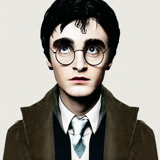 Image similar to Portrait of Harry Potter with highly stylized, geometric face makeup, intricate