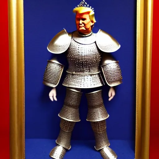 Image similar to full - body - front - shot, donald trump, knight'armor, crown