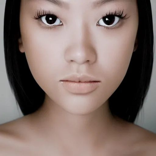 Image similar to a masterpiece portrait photo of a beautiful young woman who looks like an asian brittany murphy, symmetrical face