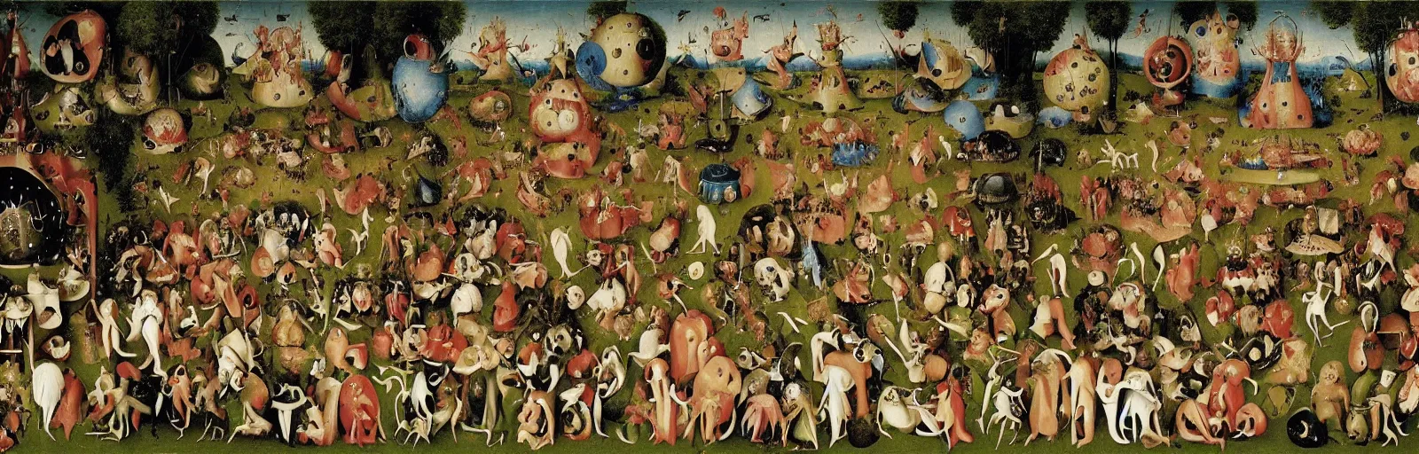 Image similar to muppets in the garden of earthly delights, painting by hieronymus bosch