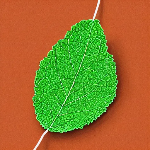 Prompt: a digital leaf of mint made of circuit board