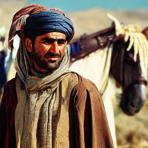 Image similar to Close up of a Kurdish shepherd wearing traditional Kurdish clothes in a movie directed by Christopher Nolan, movie still frame, promotional image, imax 70 mm footage