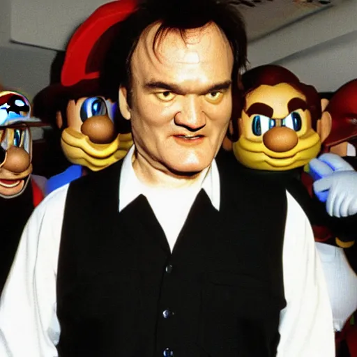 Image similar to quentin tarantino in the video game super mario 6 4