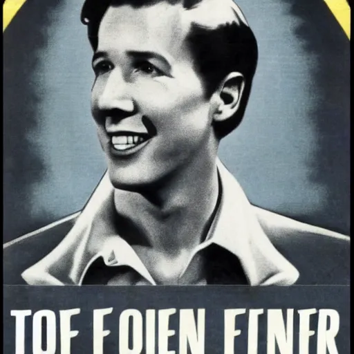 Image similar to Joel Osteen on a 1940s propaganda poster. danger