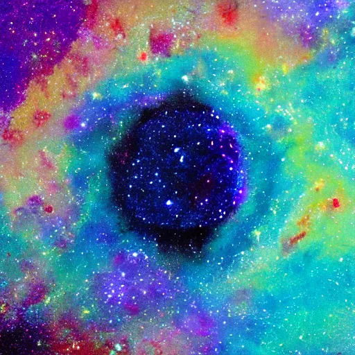 Prompt: “painting of a galaxy that looks like a toxic spill”