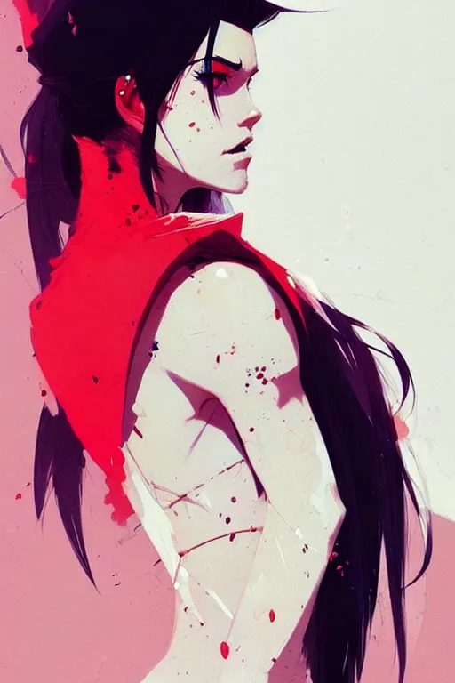 Image similar to a ultradetailed beautiful panting of a stylish woman with with a sword on her shoulder, by conrad roset, greg rutkowski and makoto shinkai trending on artstation