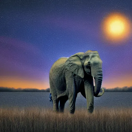 elephant looking in the night savannah starry sky | Stable Diffusion ...