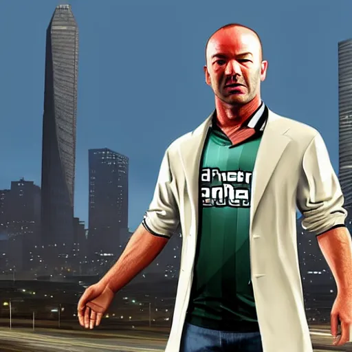 Prompt: Alan Shearer as a GTA V character, highly detailed