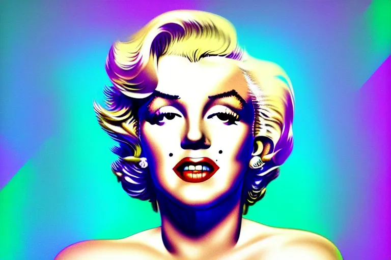 Image similar to surreal Portrait of Marilyn Monroe in dmt chromatic surreal liquid enviroment , elegant, highly detailed, smooth, photoreal, sharp focus, illustration, beautiful, geometric, dmt trending on artstation, cinematic, artwork by WLOP