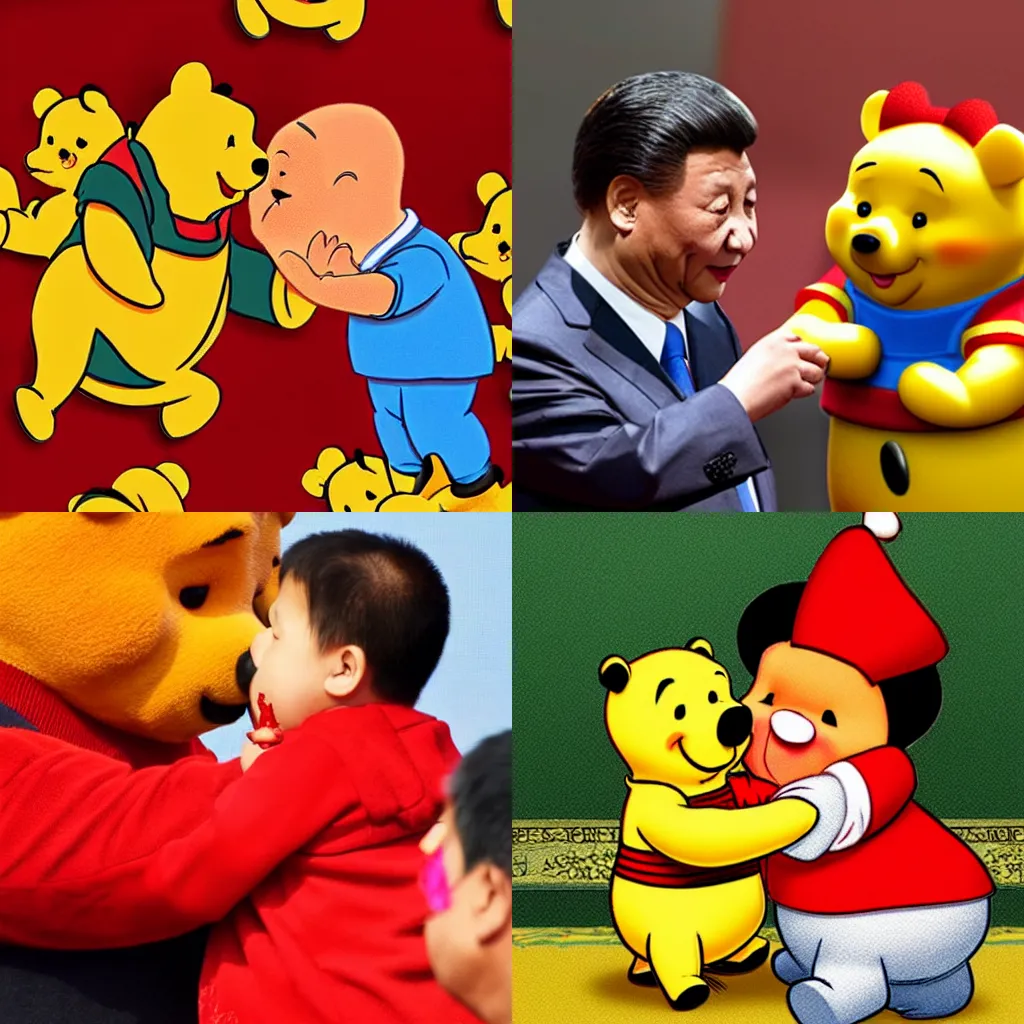 Prompt: Xi Jinping kissing the pooh