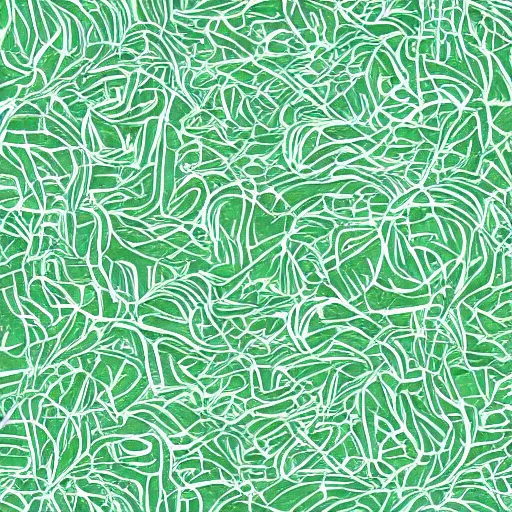 Prompt: an abstract painting of a giant bush sprawling out across a mint green background