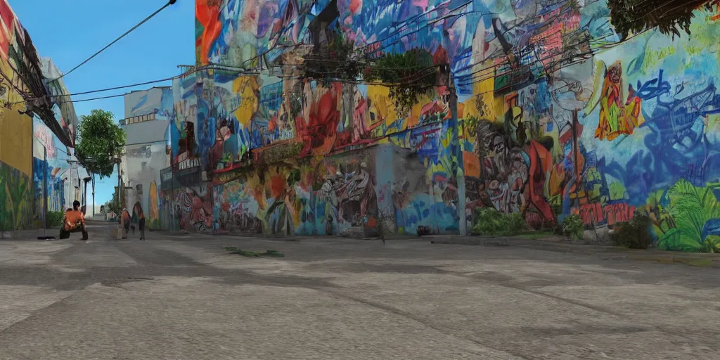 Image similar to zona 1 in guatemala city if it was a game like grand theft auto v first person view, with realistic visuals and award winning gameplay, graffitis