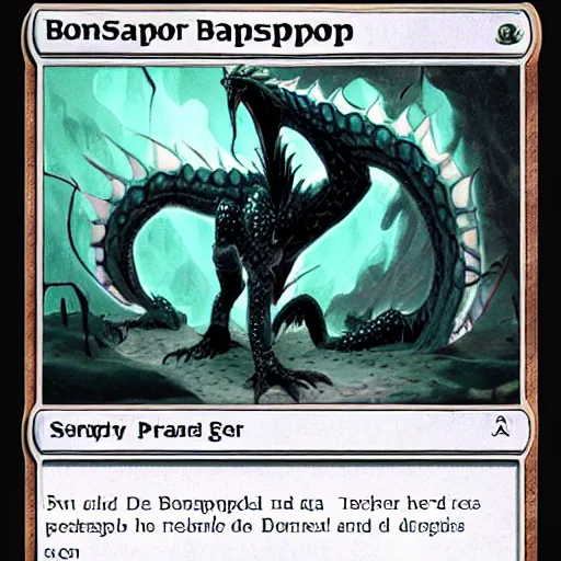 Image similar to MTG card art of a Bonesnapper Dragon