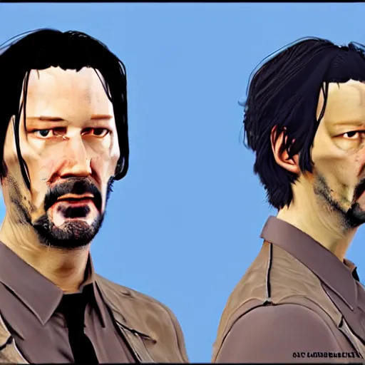 Image similar to keanu reevez in the art style of disco elysium