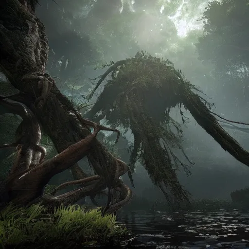 Image similar to a stunning view of a large rainforest in bloodborne, stunning screenshot