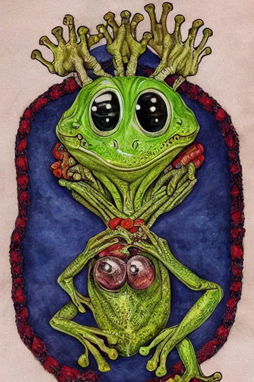 Image similar to Alien Frog in style of Guiseppe Arcimboldo