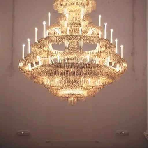 Prompt: a beautiful chandelier full of candles