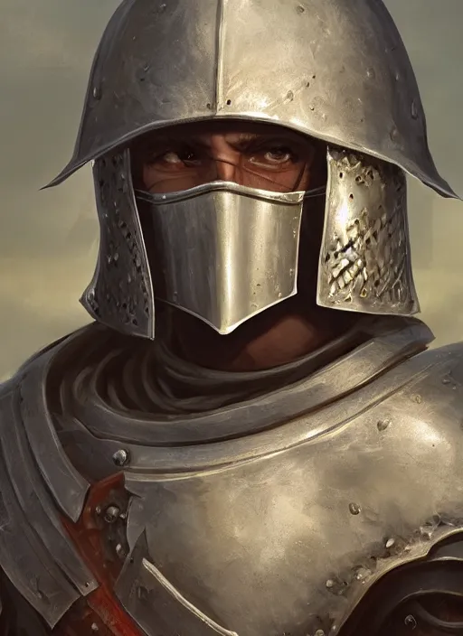 Image similar to oilpainting of a young medieval knight, ugly, hunchback, knight armor, no helmet, stringy hair, blemished face, strong, high resolution, clear image, digital art, studio photo, 4 k, clear lines, artstation