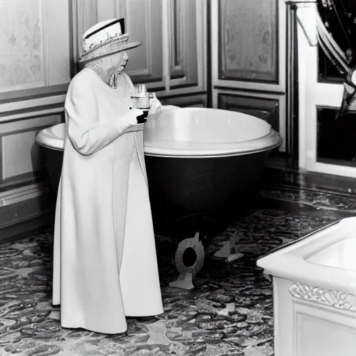 Image similar to queen elizabeth in a milk bath