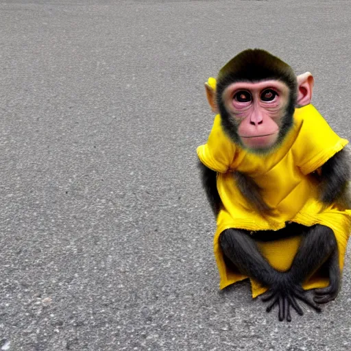 Image similar to a monkey wearing a yellow kimono, 8 k