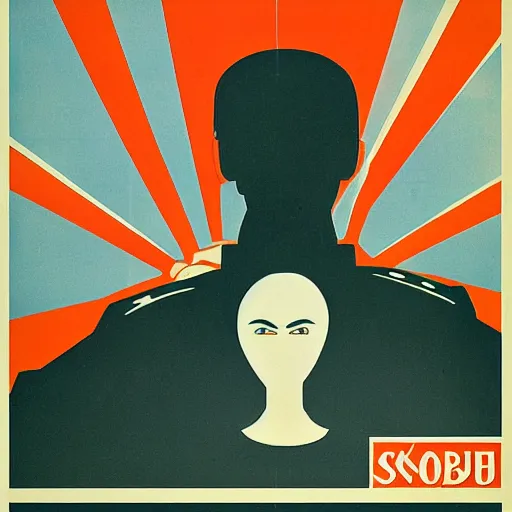 Image similar to soviet style propaganda poster of people hating technology