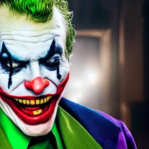 Image similar to film still of Donald Trump as joker in the new Joker movie