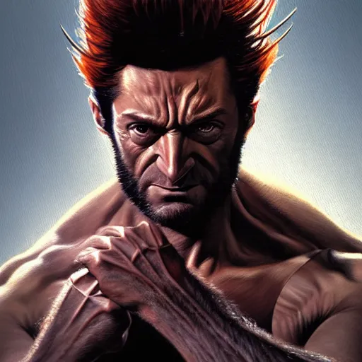 Image similar to very detailed masterpiece painting of wolverine from x - men : the animated series ( 1 9 9 2 ), portrait, artstation, concept art by greg rutkowski