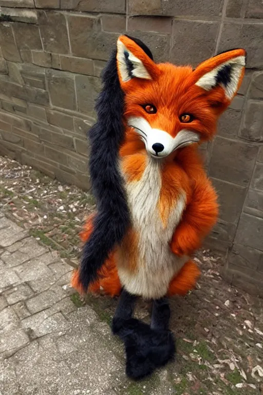 Image similar to anthropomorphic fox with a fluffy tail, fursuit, trending on instagram, photography