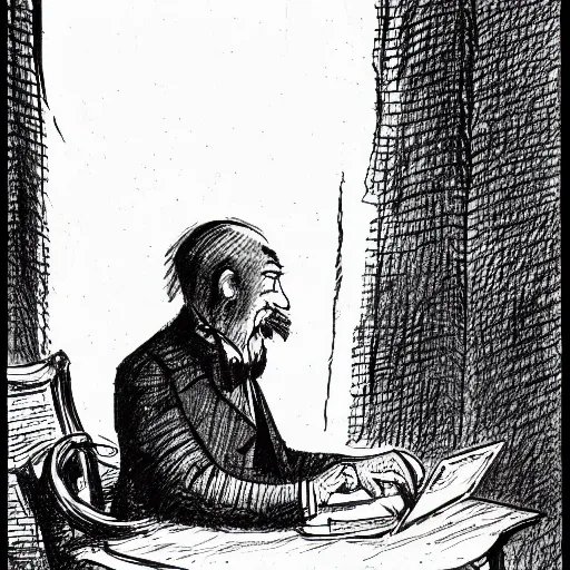 Image similar to man texting on his cell phone, 1871 Punch magazine cartoon, milt kahl pencil sketch