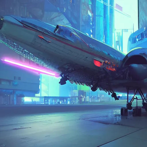 Image similar to Cyberpunk FantasyCore Kowloon science fiction airplane, neon electronic, rendered in Lumion Pro, Autodesk Solidowkrs Visualize, Maya, and Cinema 4D by Iwan Baan, Greg Rutkowski, Ted Gore, Dustin Lefevre, and Jaya Su Berg, trending on artstation, cgsocciety r/art