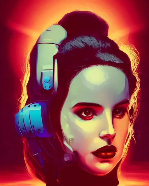 Prompt: portrait of Lana Del Rey as a cyborg. intricate abstract. intricate artwork. by Tooth Wu, wlop, beeple, dan mumford. mulholland drive by david lynch, dune by david lynch, octane render, trending on artstation, greg rutkowski very coherent symmetrical artwork. cinematic, hyper realism, high detail, octane render, 8k, iridescent accents