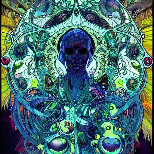 Prompt: deepdream eldritch cosmic intergalactic nightmare by greg rutowski scott fischer dzo alphonse mucha yoji shinkawa incredible horror art psychedelic trippy gorgeous beautiful terror art artstation hyperrealism sci - fi lifelike maximalist