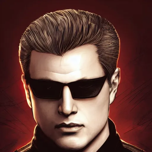Image similar to Albert Wesker from Resident Evil, highly detailed, digital painting, artstation, concept art, smooth, sharp focus, illustration, ArtStation, art by artgerm and greg rutkowski and alphonse mucha and J. C. Leyendecker and Edmund Blair Leighton and Katsuhiro Otomo and Geof Darrow and Phil hale and Ashley wood and Ilya repin and Charlie Bowater