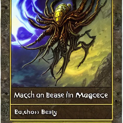 Image similar to fantasy card of arachnae beast in style of magic the gathering